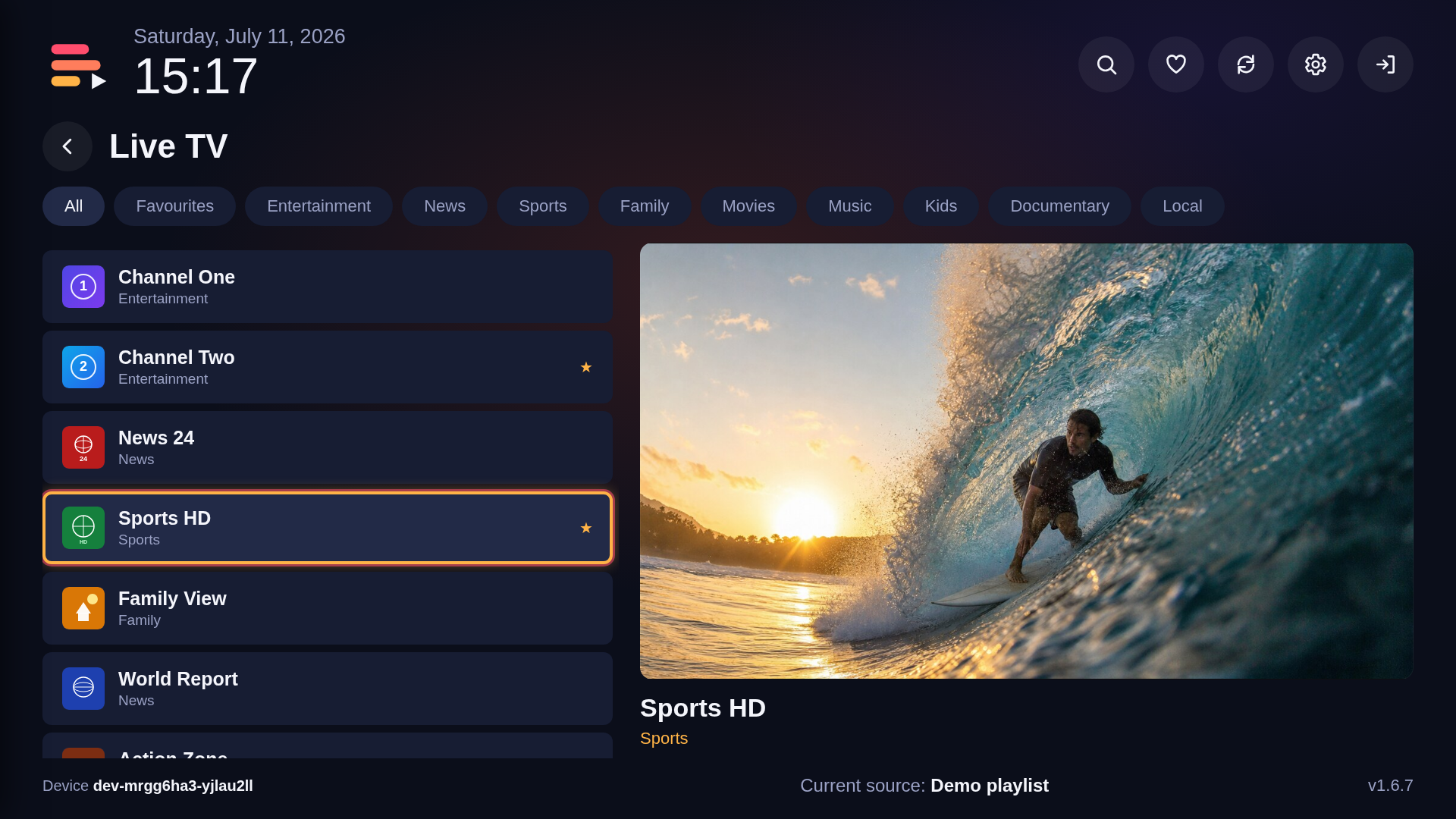 IPTV Spree live TV with channel preview